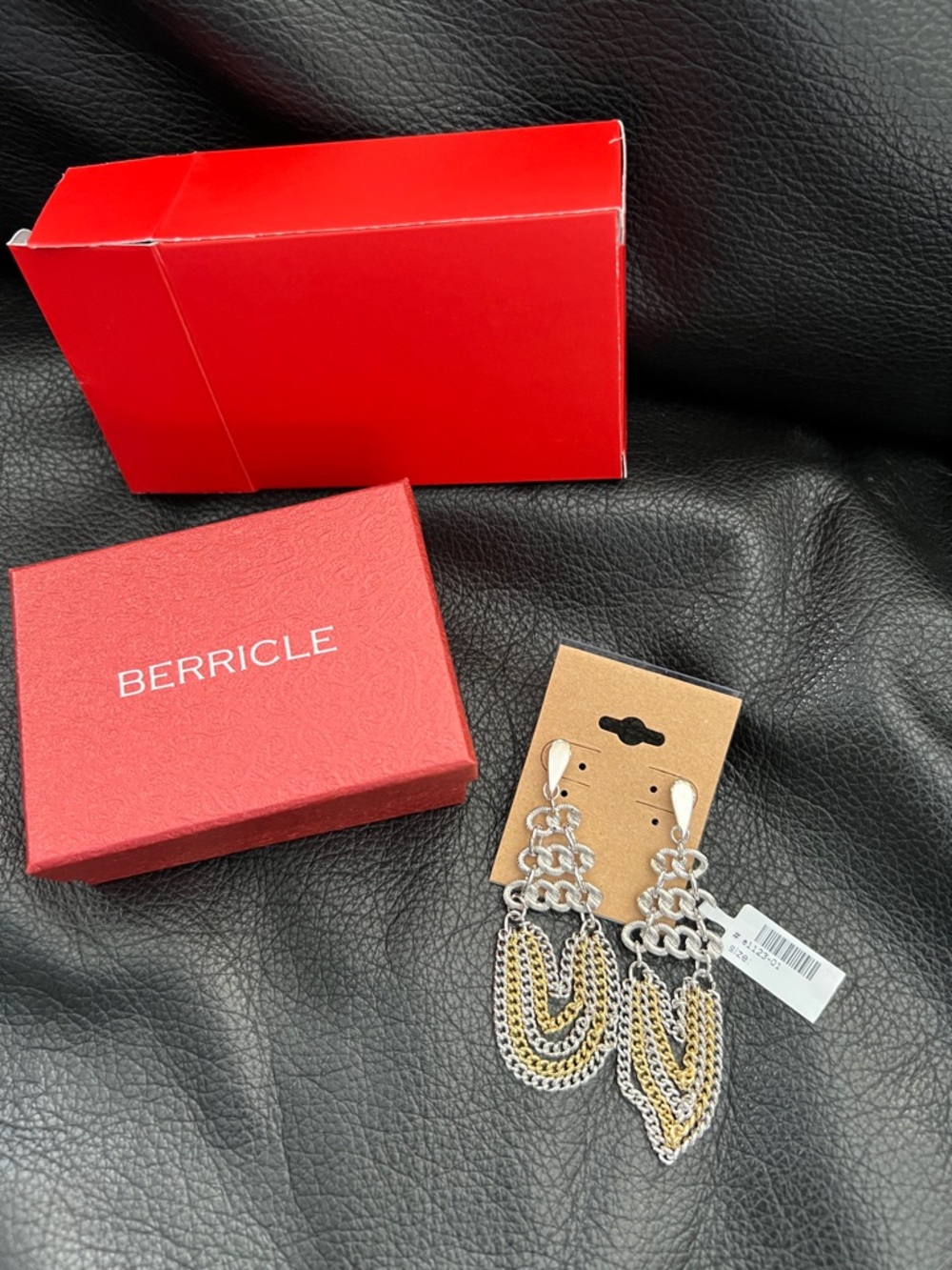 Berricle Two-Tone Chain Drop Earrings in Silver and Gold
